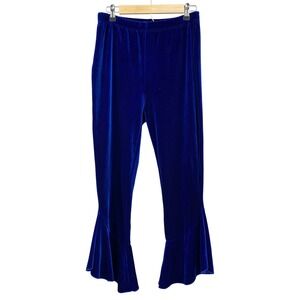 Sugar Lips Royal Blue Velvet Ruffle Flare Pants STP6507DR  Womens L
Large